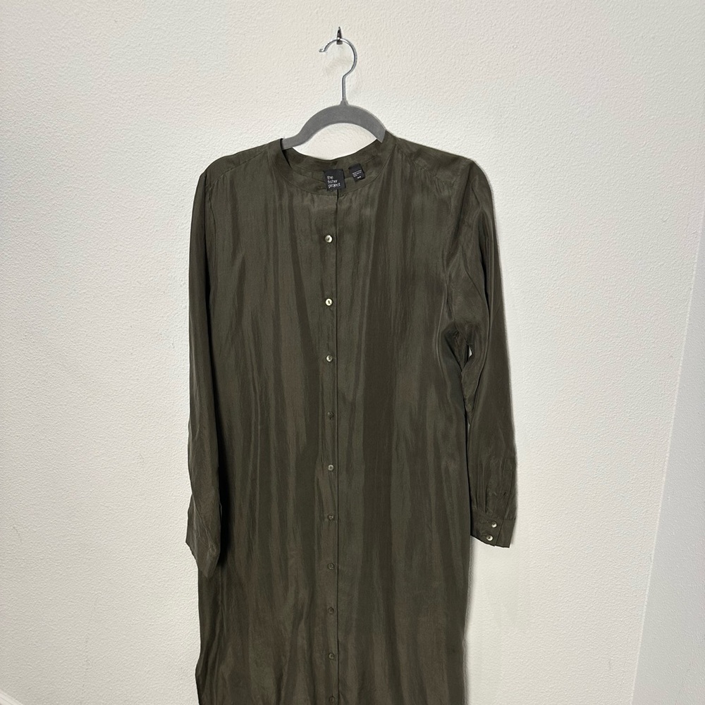 Eileen Fisher Project | Luxurious 100% Silk Georgette Long Shirt Dress